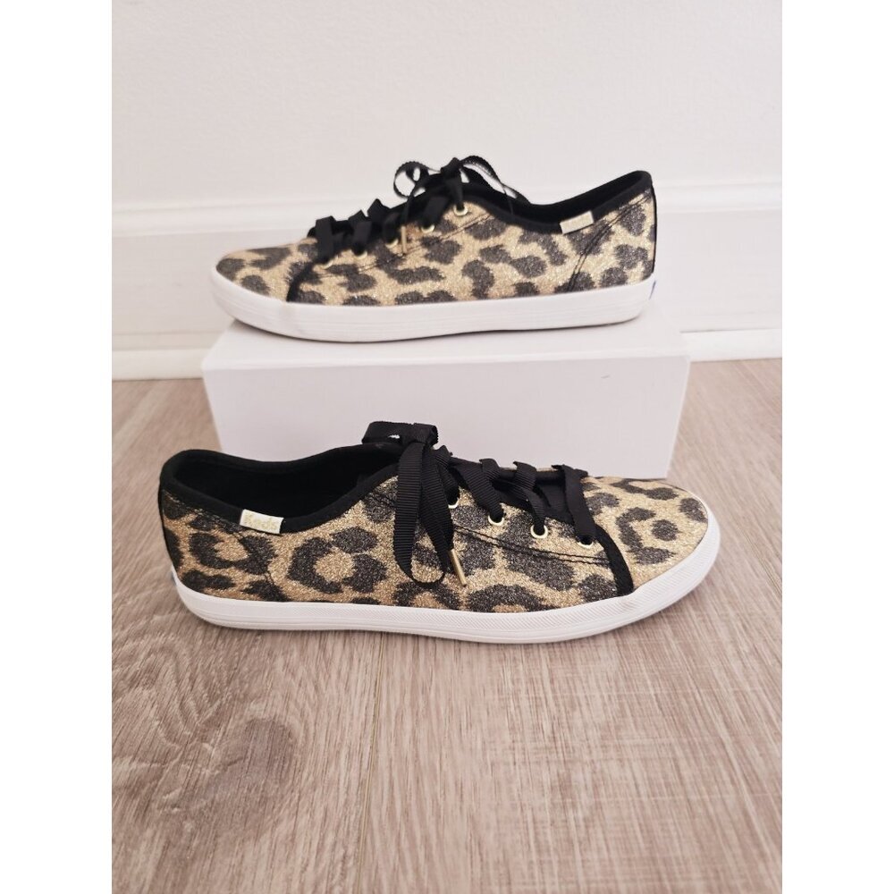 Keds Kate Spade Kickstart Animal Leopard Print Glitter Sneakers Shoes 5 Womens